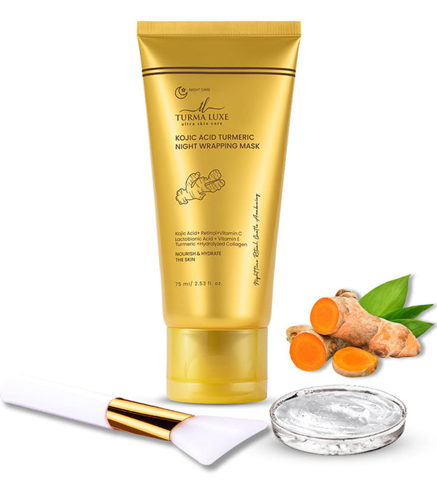 Turma Luxe Kojic Acid Turmeric Overnight Wrapping Peel Off Mask, Night Facial Treatment